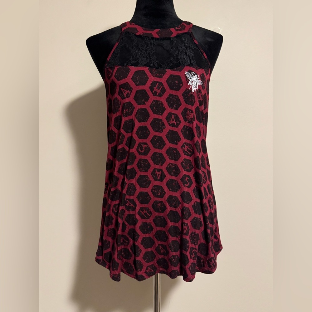 Preloved Hot Topic Red and Black American Horror Story Cult Hive Tank Top medium